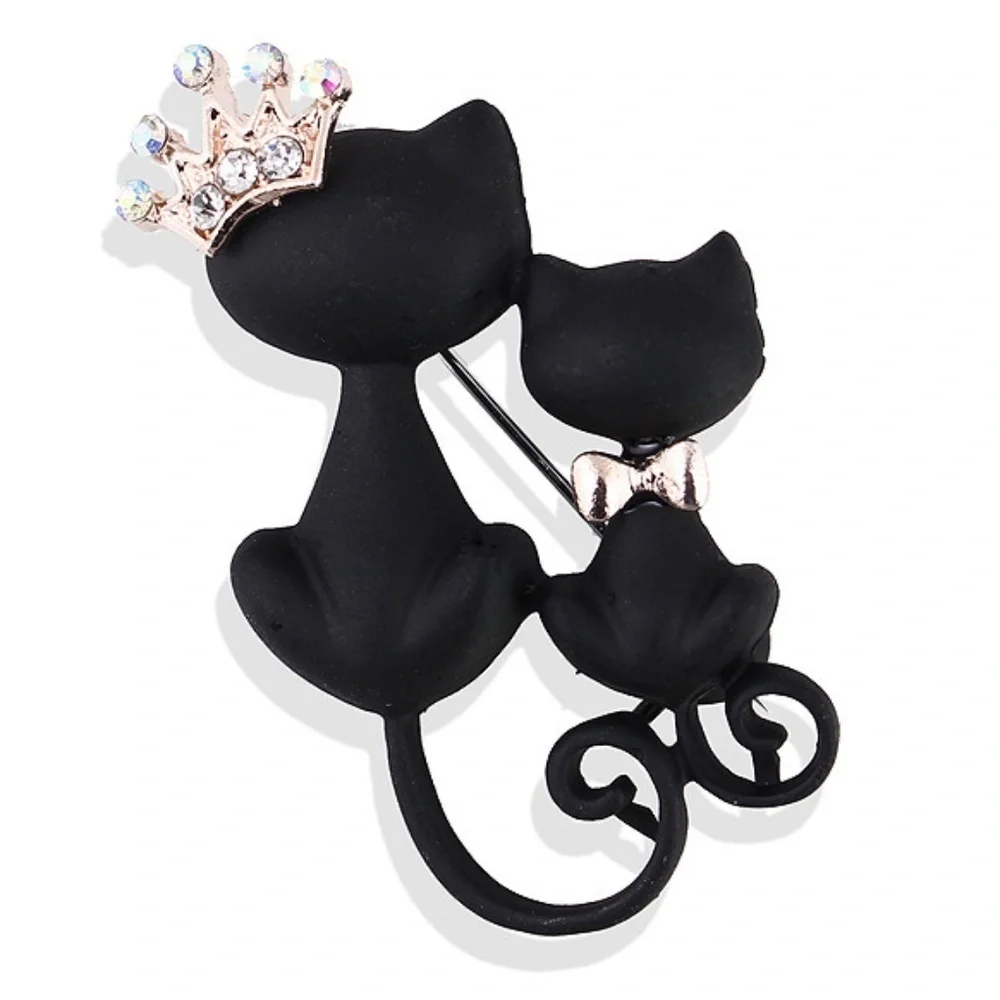 *ALYSE* Double Black Cat Fashion Brooch Pin